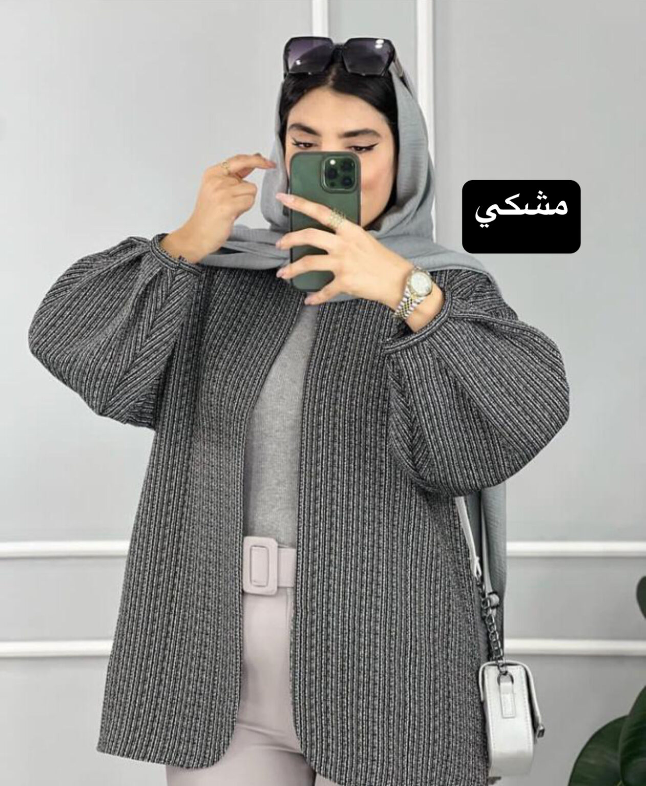 مانتو زنانه شانل آستين پفي كد 81466 - Image 2